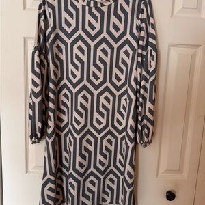 Black and White Sheath Dress with Bishop Sleeves